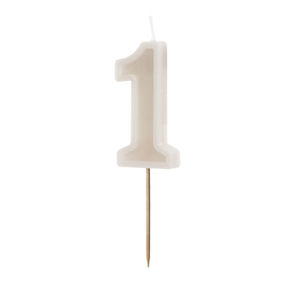 Vela 1 Año Beige 10cm