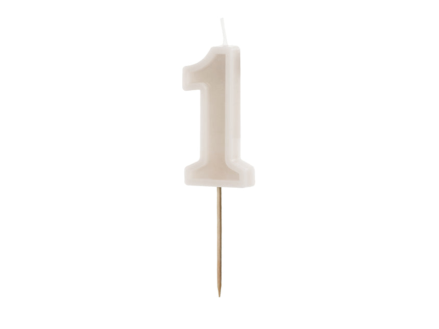 Vela 1 Año Beige 10cm