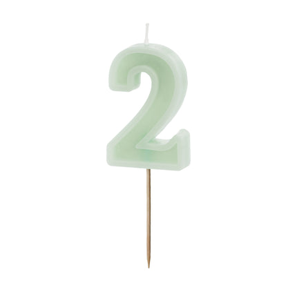 Vela 2 Años Verde Menta 10cm