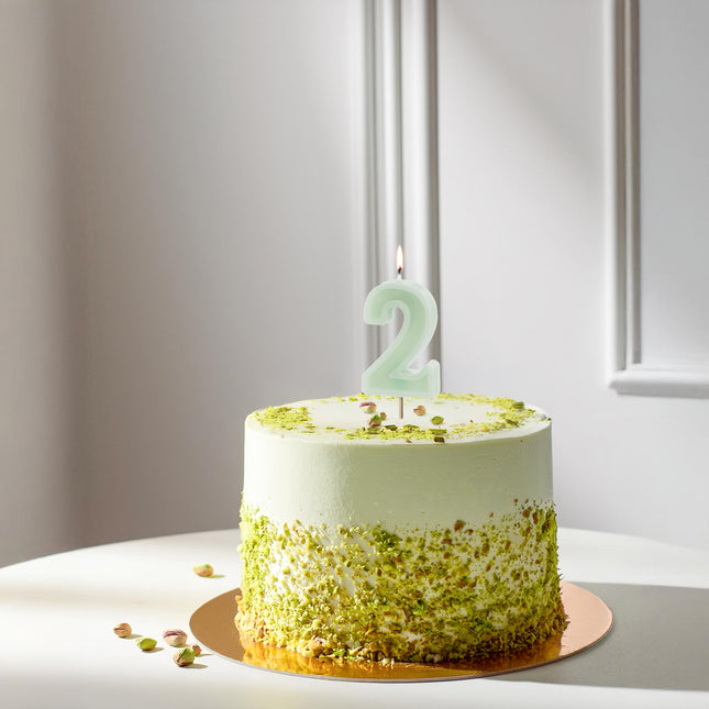 Vela 2 Años Verde Menta 10cm