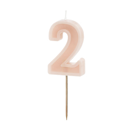 Vela de 2 Años Rosa 10cm