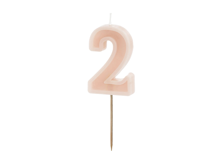 Vela de 2 Años Rosa 10cm
