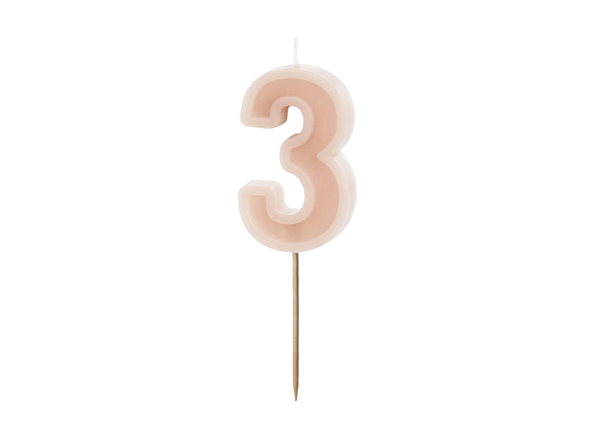Vela 3 Años Rosa 10cm