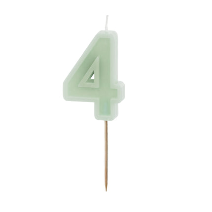 Vela 4 Años Verde Menta 10cm