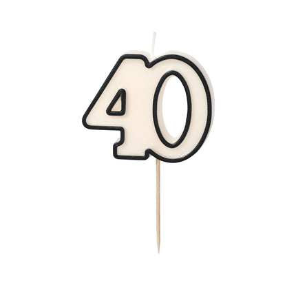 Vela 40 Años Negro Blanco 5,5cm