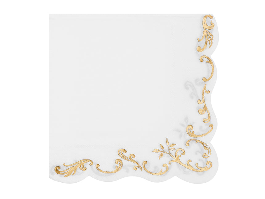 Servilletas Oro Blanco Adorno 33cm