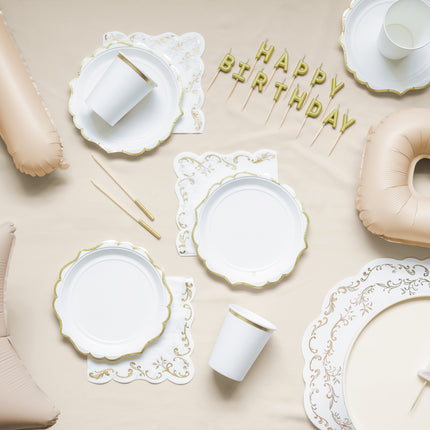 Servilletas Oro Blanco Adorno 33cm