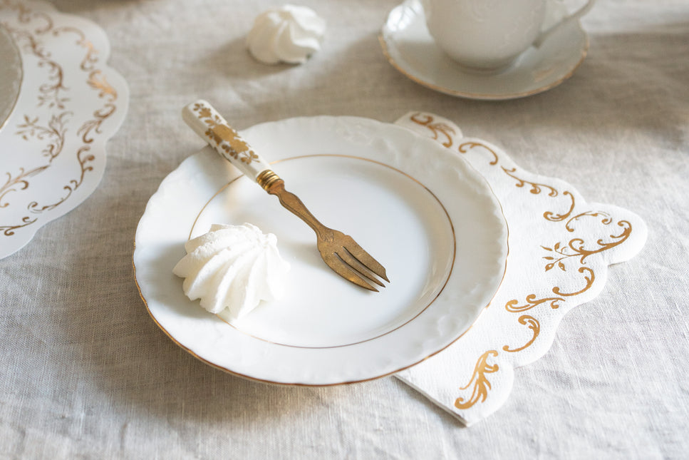 Servilletas Oro Blanco Adorno 33cm
