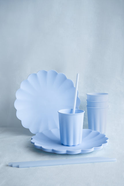 Azul Claro Pajitas Plástico 23cm 12pcs