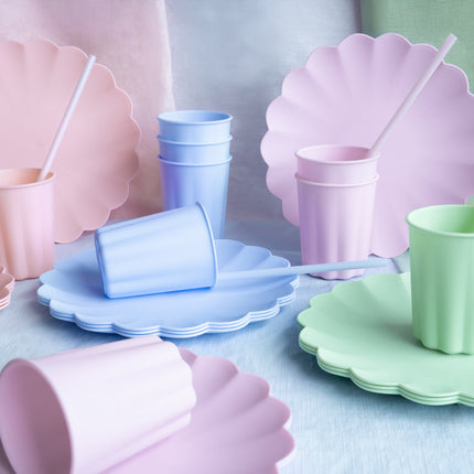 Azul Claro Pajitas Plástico 23cm 12pcs