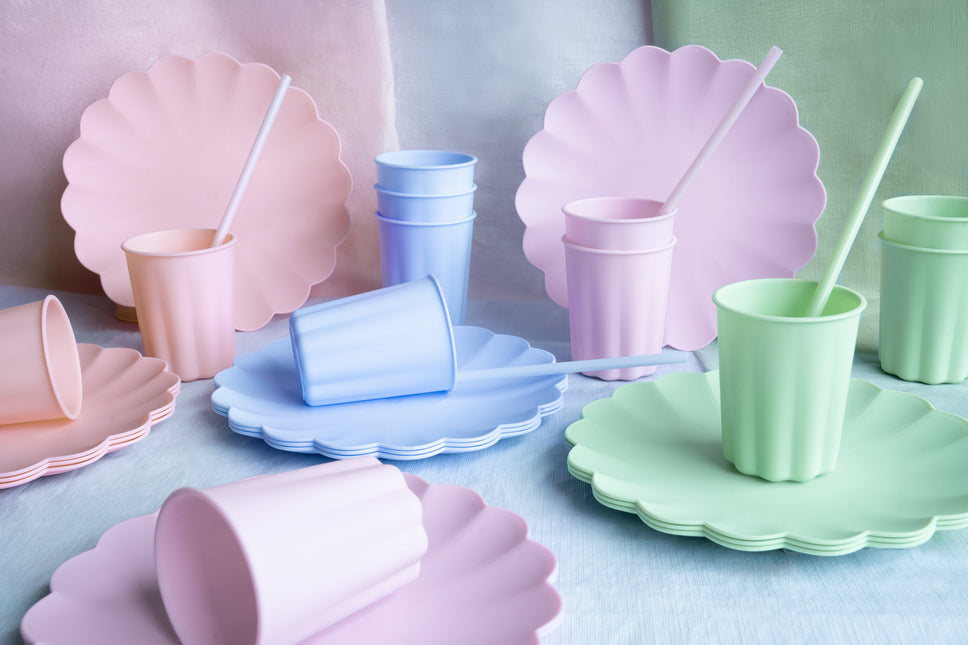 Azul Claro Pajitas Plástico 23cm 12pcs