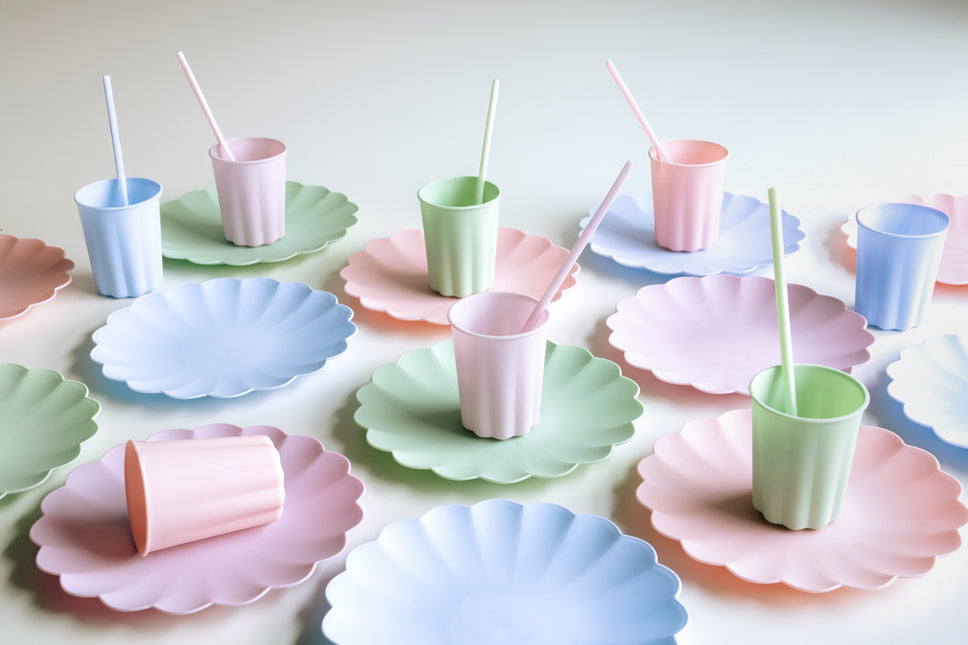 Azul Claro Pajitas Plástico 23cm 12pcs