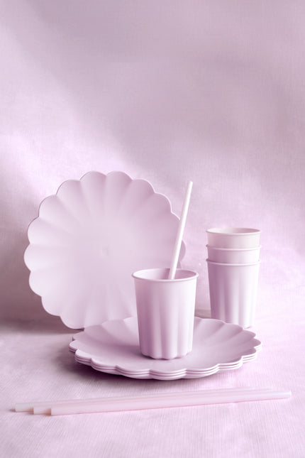 Pajitas de Plástico Moradas 23cm 12ud