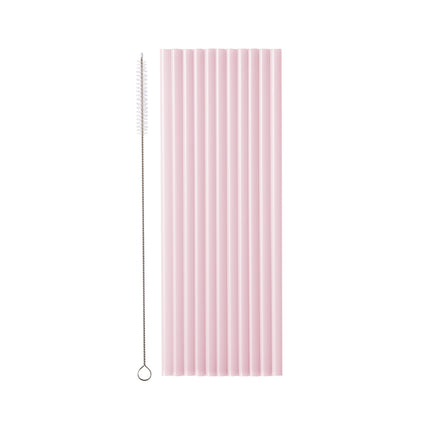 Pajitas rosas de plástico 23cm 12ud