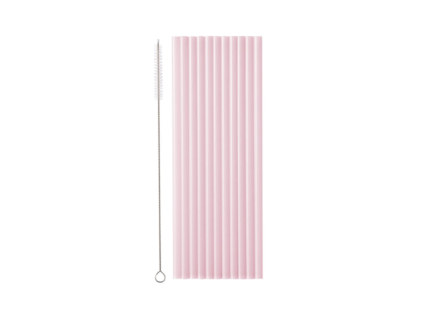 Pajitas rosas de plástico 23cm 12ud