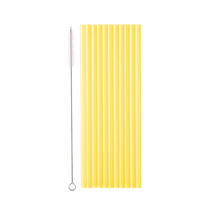 Pajitas Amarillas Con Cepillo Limpiador 23cm 12ud
