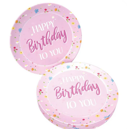 Carteles de «Feliz cumpleaños» en rosa, 23 cm, 8 unidades