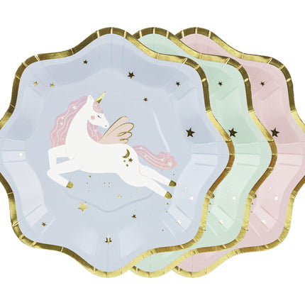 Platos Unicornio 18cm 6uds