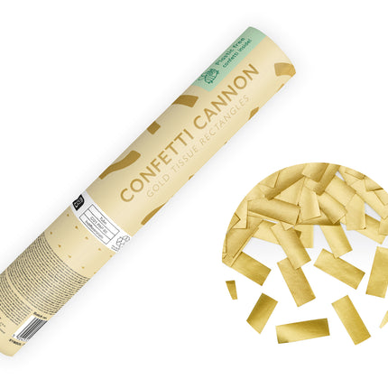 Cañón de confeti dorado 20 cm