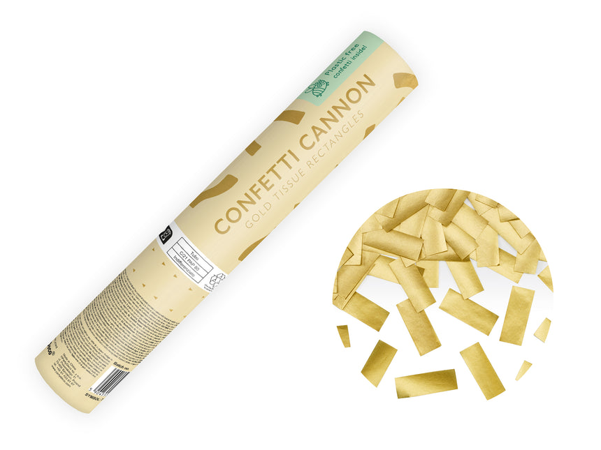 Cañón de confeti dorado 20 cm