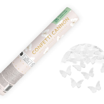 Cañón Confetti Mariposa Blanco 20cm