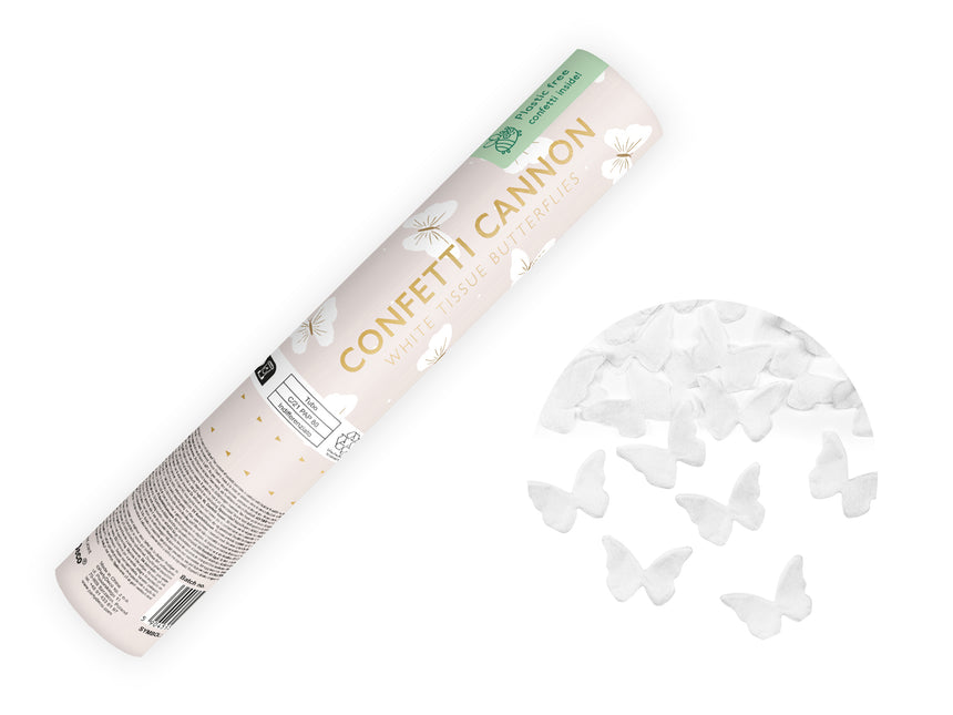 Cañón Confetti Mariposa Blanco 20cm