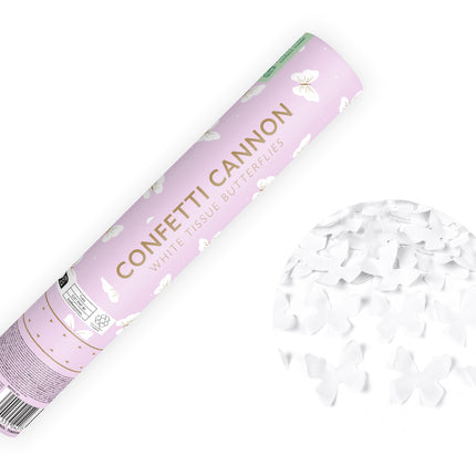 Cañón Confetti Mariposa Blanco 28cm