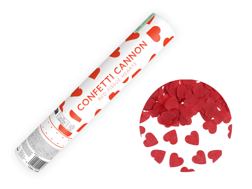 Cañón Confetti Corazón Rojo 28cm