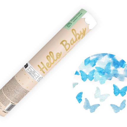 Cañón Confetti Mariposa Azul 20cm