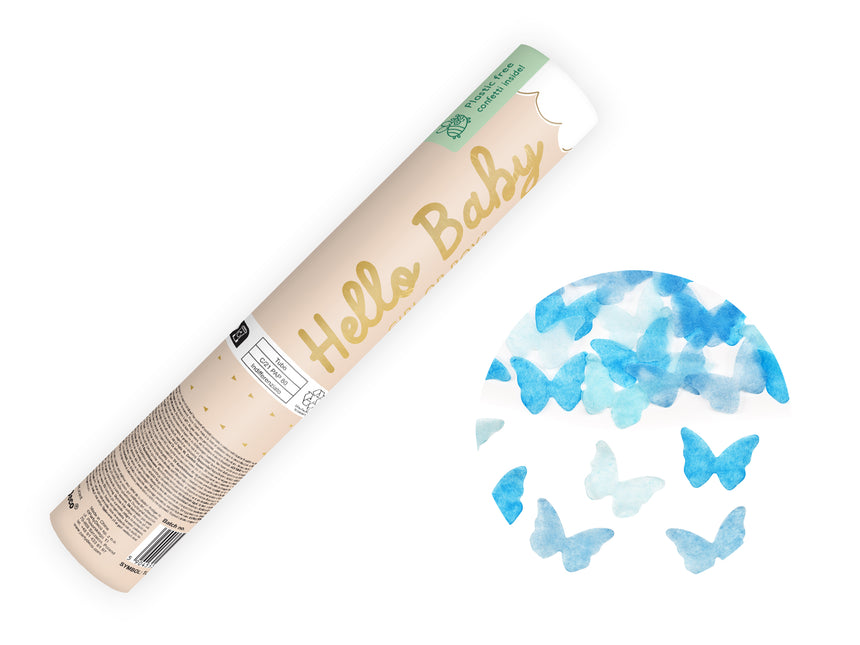 Cañón Confetti Mariposa Azul 20cm