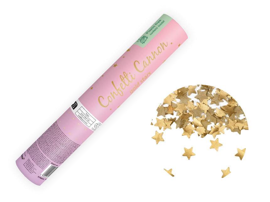 Cañón Confeti Estrella Oro 20cm