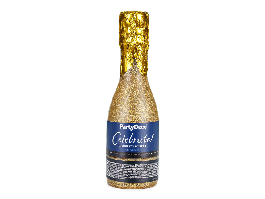 Cañón de confeti dorado Champán 20,5 cm