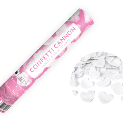Corazón Confetti Cañón Blanco 28cm