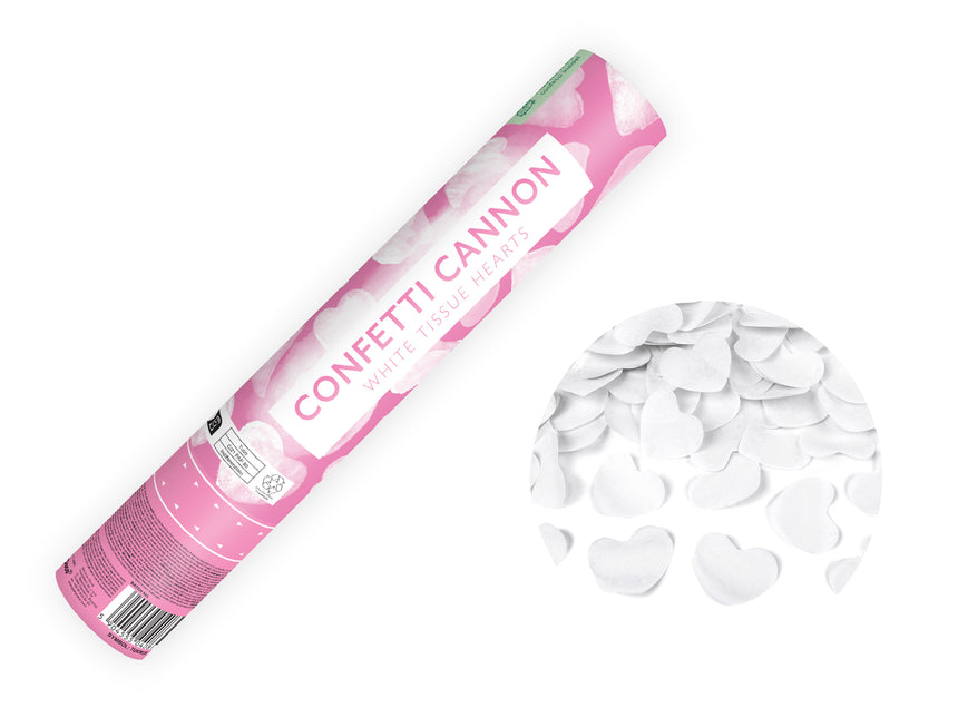 Corazón Confetti Cañón Blanco 28cm