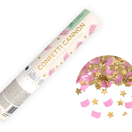 Cañón de confeti rosa dorado 20cm