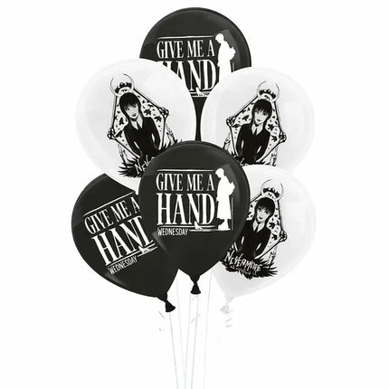 Globos «Wednesday» en blanco y negro, 10 unidades