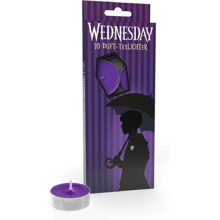 Velas Wednesday moradas, 10 unidades