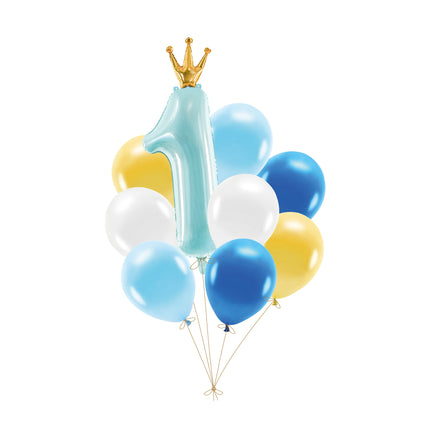 Set Globos 1 Año Azul 9 piezas