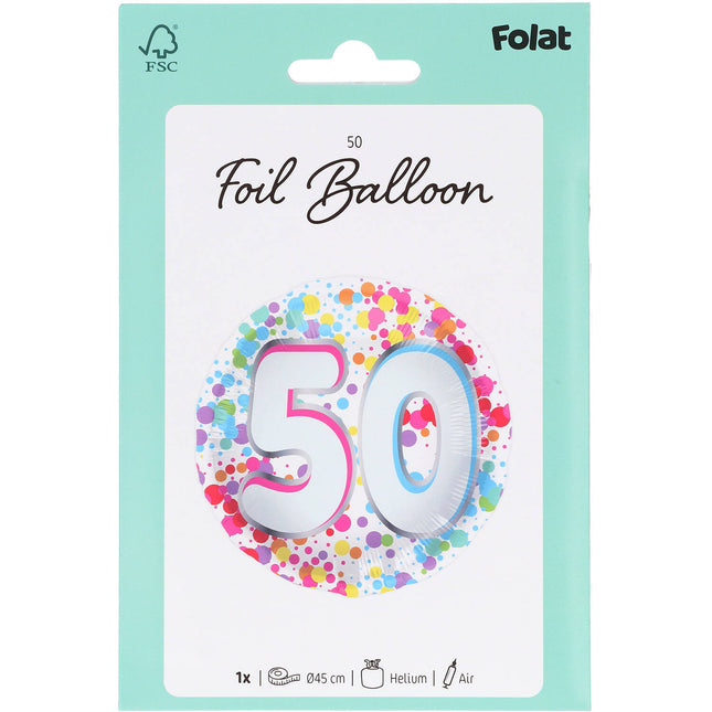 50 Años Globo de Helio Vacío 45cm