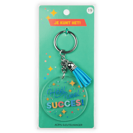 Acryl sleutelhanger Veel succes van Paper Dreams koop je bij Partywinkel