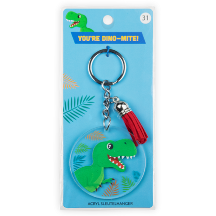 Llavero de acrílico con forma de dinosaurio