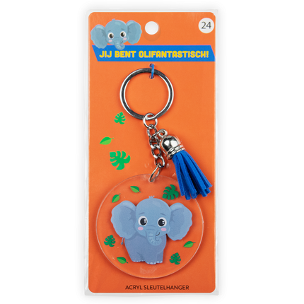 Llavero de acrílico con forma de elefante