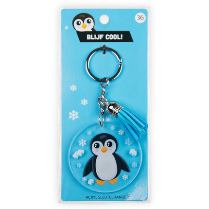 Llavero de acrílico con forma de pingüino