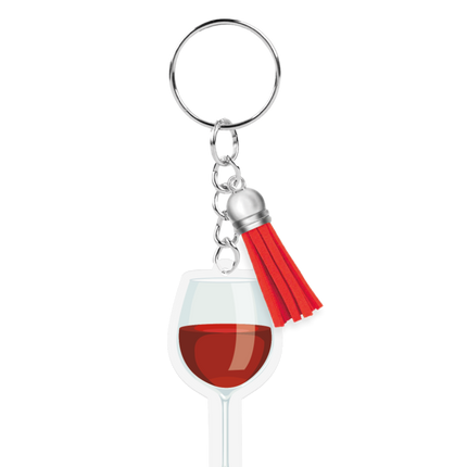Llavero acrílico de vino tinto