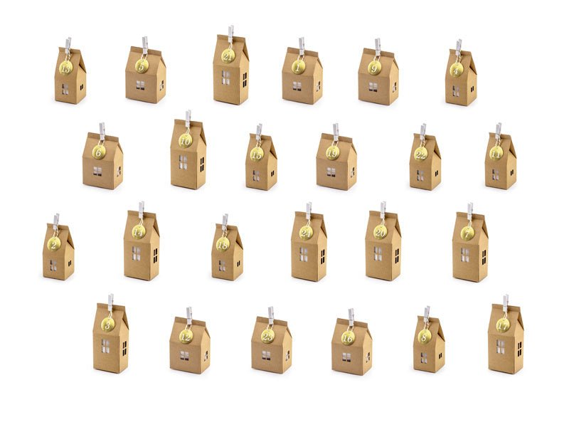 Adventkalender Huisjes van Partydeco koop je bij Partywinkel