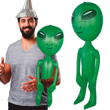 Alien Opblaas Groen 90cm van Fiestas Guirca koop je bij Partywinkel