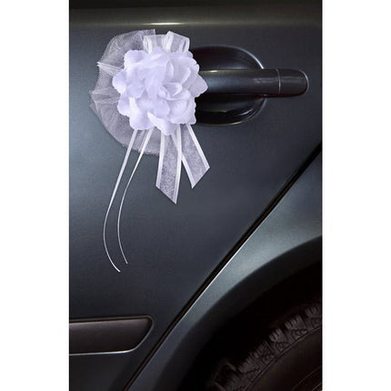 Autodecoratie Bloem Wit 14cm 4st van Partydeco koop je bij Partywinkel