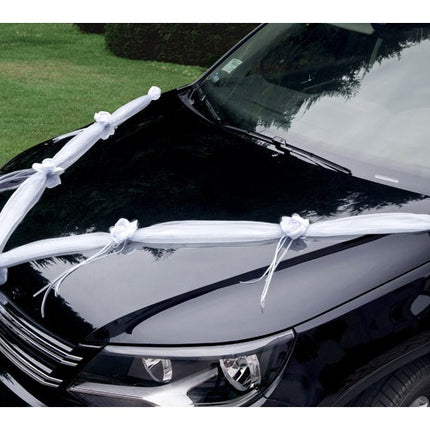 Autodecoratie Bloem Wit 1,8m 2st van Partydeco koop je bij Partywinkel