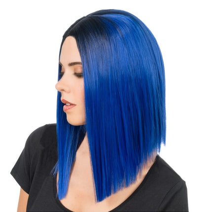 Peluca Aya azul y negro, 40 cm