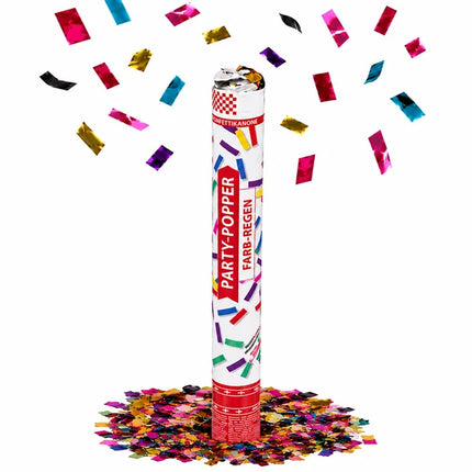 Cañón de confeti de colores metalizados, 40 cm